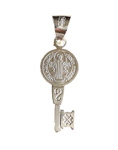 Collar De Plata De Ley 925 Con Llave De San Benedicto De 22 Pulgadas De Largo/CADENA DE SAN BENITO LLAVE 22" LARGO-P63, Plata Esterlina - Foto 11