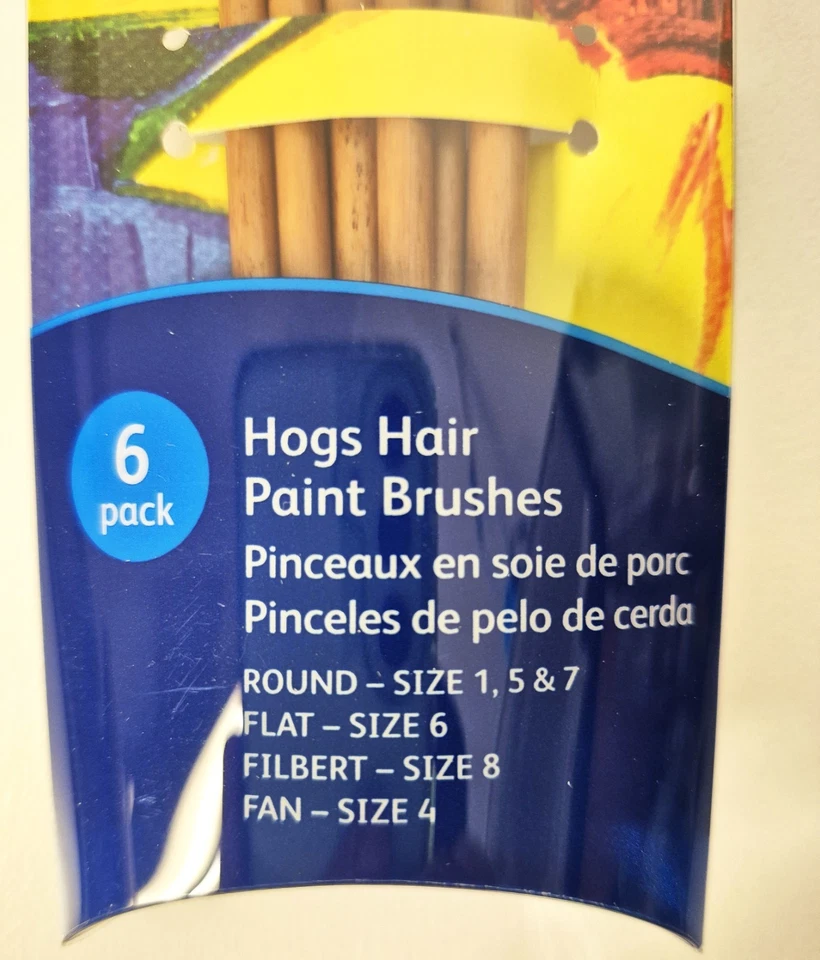 Derwent Academy Hogs Hair Artist Paint Brushes set of 6 Round Flat Filbert Fan - image 4 of 4