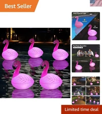 Vibrant Flamingo Solar Pool Lights - Waterproof Inflatable Glow Decor 19x14 in