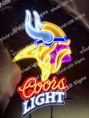 Minnesota Vikings Coors Light Beer 32''x18'' Vivid LED Neon Sign Lamp With Dimmer