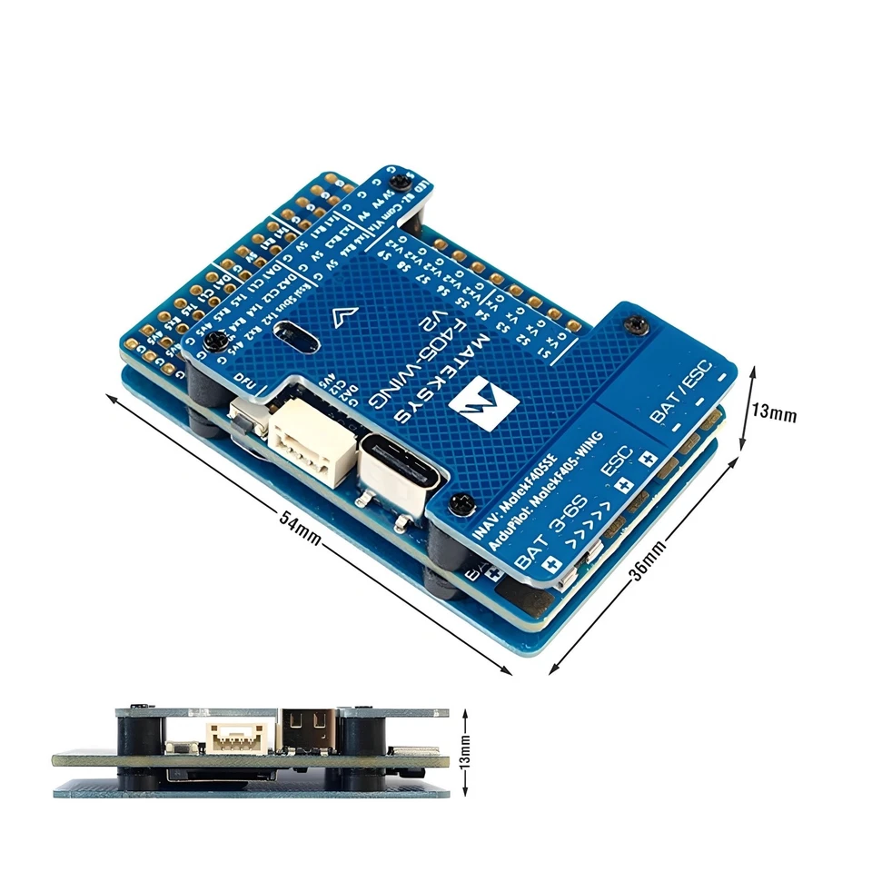 Контроллер полета Matek F405 Wing V2 экранное меню черный ящик для радиоуправляемого самолета дрона 3-6S - Изображение 2 из 4