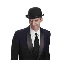 Black Felt Derby Bowler Hat - Costume Accessory - One Size