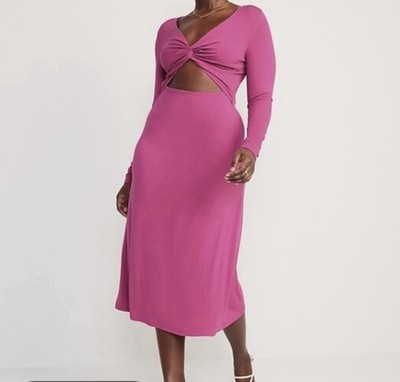 Old Navy Raspberry Tart Twist-front Midi Dress With cutout Women s Plus Size 3X