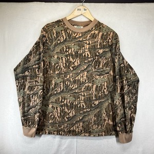 VTG Men's XL Mossy Oak Treestand Camo Long Sleeve Shirt Made in USA BOXY Fade