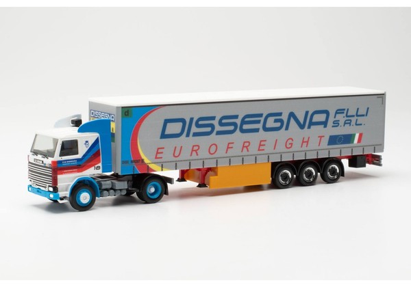 Herpa 316729 | Scania 142 | Gardinenplanen-Sattelzug | Dissegna | 1:87-image