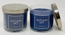 LOT OF 2 BATH BODY WORKS AUTUMN SKY SCENTED CANDLE SINGLE WICK 4 OZ