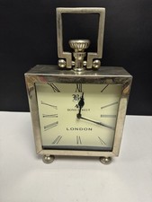 49 Bond Street London Chrome Mantel Clock TESTED AND WORKS