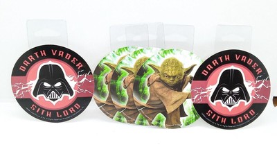 Star Wars Darth Vader Sith Lord & Yoda Lot Of 5 Round Sticker Decal