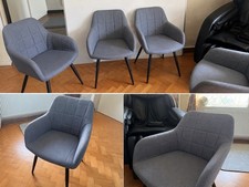 Dining Chair Set 4 Pieces, Comfortable Seating, Light Grey.