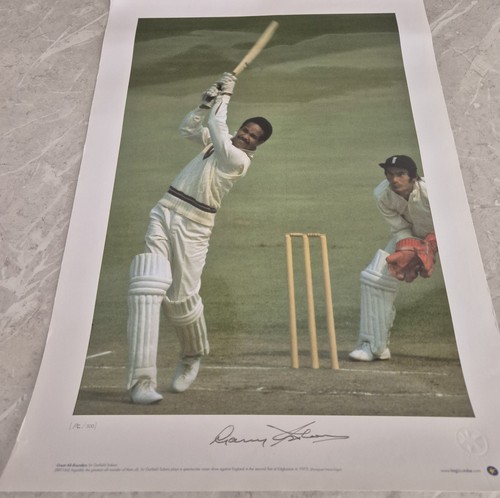 *SIGNED* SIR GARRY "GARFIELD" SOBERS CRICKET SIGNED PRINT LIMITED EDITION LEGEND
