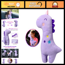 Unicorn Seat Belt Pillow for Kids - Soft Car Shoulder Pad Cover, Travel Comfort