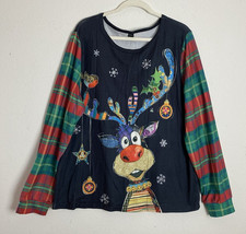 Christmas Holiday Womens Size XXL Reindeer Shirt Long Sleeve