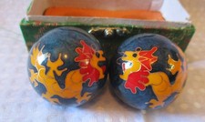 Vintage Chinese Dragon Cloisonne Meditation Chime Baoding Balls  Box
