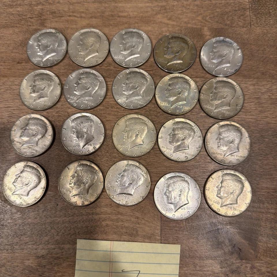 Lote de 20 medios dólares de plata varios años Foto 2 de 4