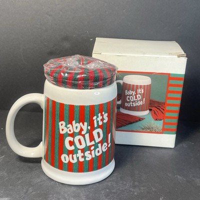 1986 Enesco Baby its Cold Outside Mug Stein with Scarf Boxed Set NOS Vintage