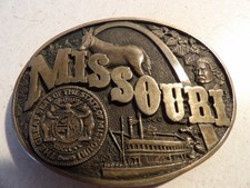 Vintage Brass Belt Bucket Missouri Award Design Metal INC,