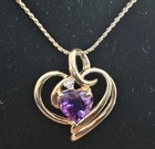 J 10k 4570 Amethyst Diamond Heart Yellow Gold pendant: 1/20 12k GF 18 Chain — photo 8
