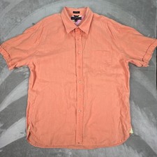 Tommy Hilfiger Shirt Mens Extra Large Orange Pure 100 Linen Beach Casual Resort