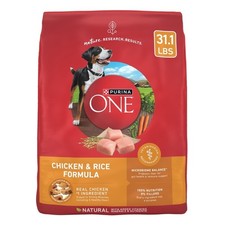New with tags Purina ONE Adult Dog Dry Food - Chicken Rice, High-Protein 31.1Lb 1.38 per pound