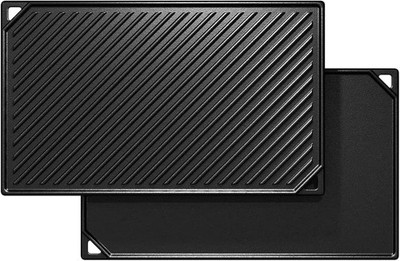 GFTIME Gusseisen Grillplatte 41,8x24cm für Ofen Herd Grill, Wende-Grillplatte