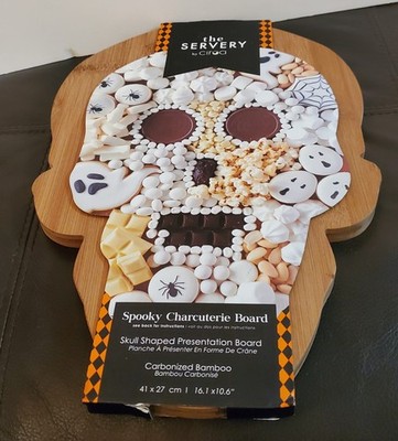 Spooky Charcuterie Board Skull Shaped The Servery By Ciroa Bamboo 16.1''x10.6'' 