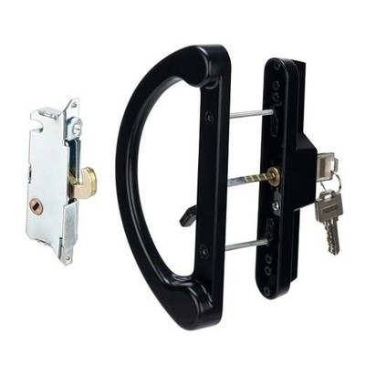 Sliding Glass Door Handle with Mortise Lock and Key Cylinder,Patio Door Black