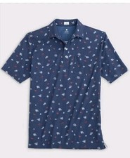 NWT Johnnie-O Hangin' Out Bosworth Oceanside Blue 4 Button Golf Polo Sz Large