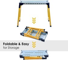 Foldable Adjustable Work Platform 500kg Load Capacity Carbon Steel Anti-Skid NEW