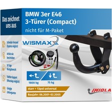 ANHÄNGERKUPPLUNG starr passt für BMW 3er Compact E46 01-05 +13pol E-Satz ABE