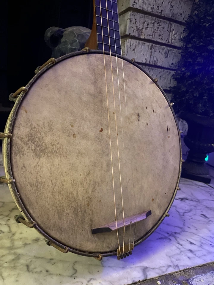 Antiguo banjo tenor de 4 cuerdas Supertone c1930 incrustación buen estado vintage Foto 2 de 4