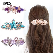 Crystal Hairpin Sequin Rose Flower Hair Bow Hair Clip Rhinestone Hair Barrette 