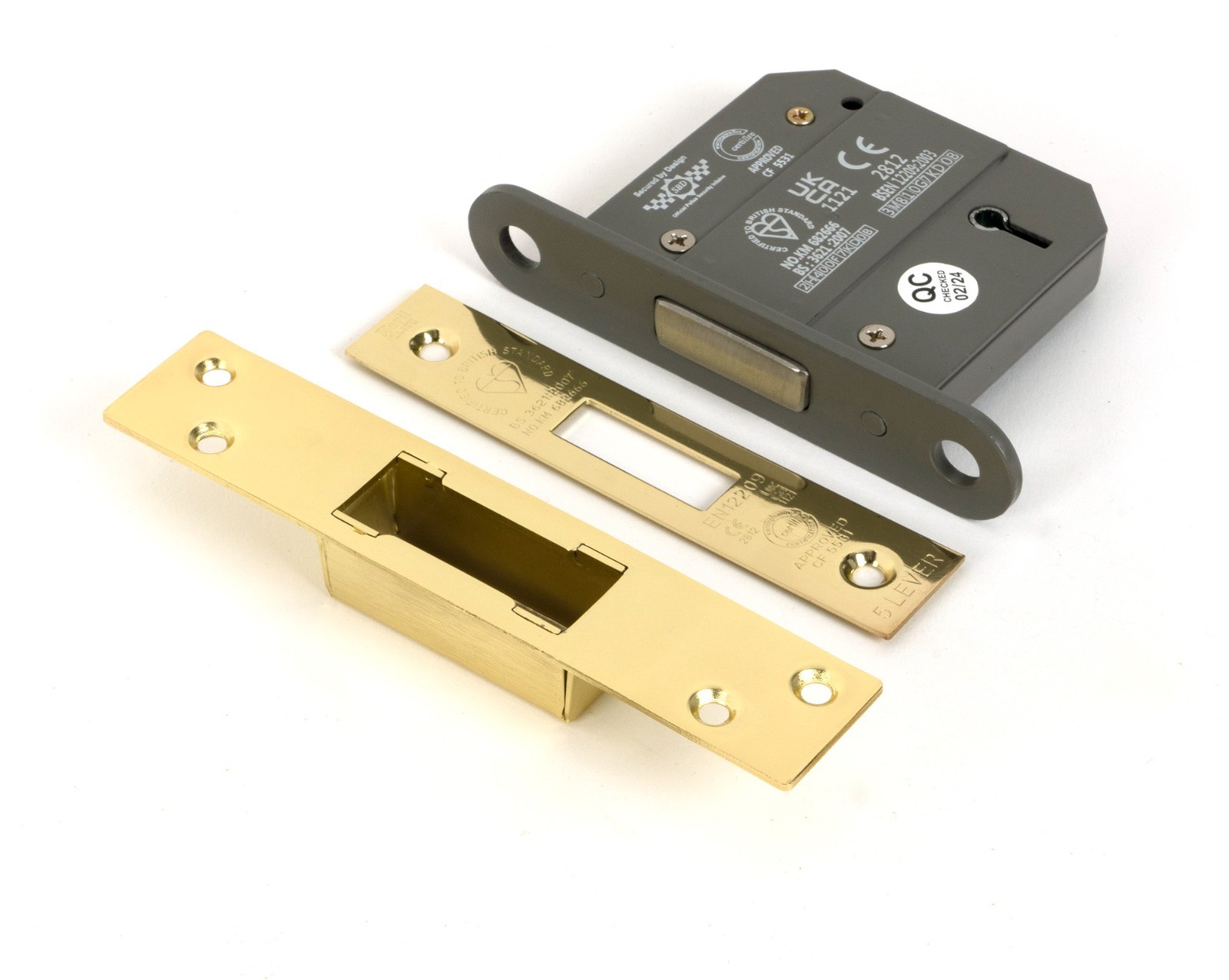 From The Anvil 51437 Polished Brass 3"" 5 Lever BS Dead Lock KA