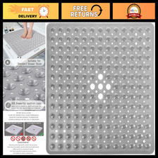 Non-Slip Shower Bath Mat 21x21 Inch Soft Square with Suction Cups  Drain Holes,