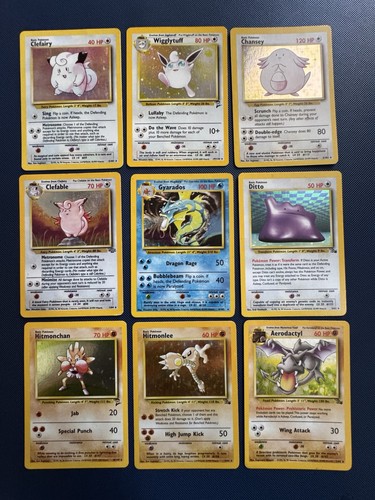 Old Pokemon Cards VINTAGE Rare Collection binder Holo WOTC 1999 9 Card Lot