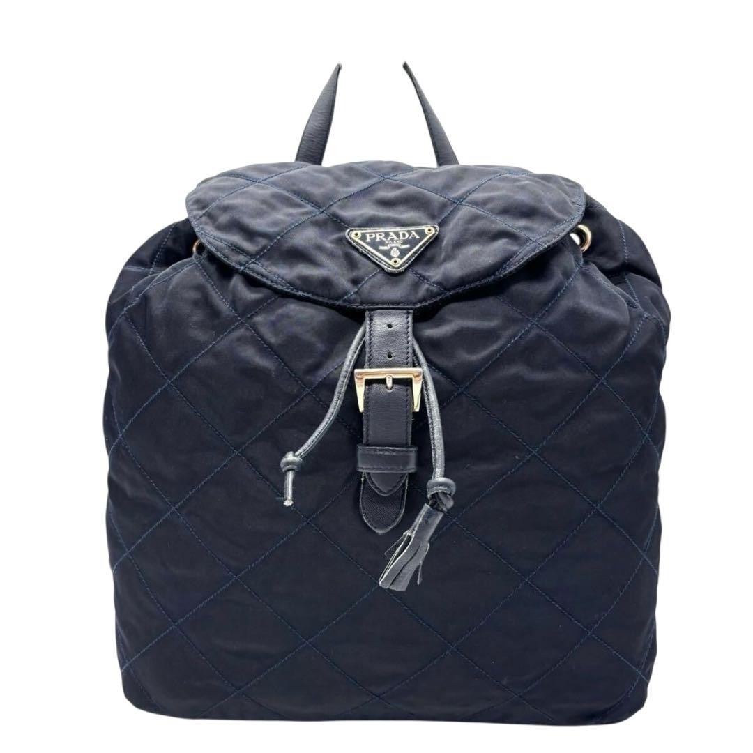 PRADA backpack quilted navy drawstring type - image 2