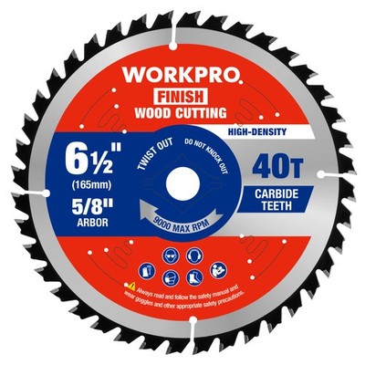 WORKPRO 6-1/2'' Circular Saw Blade 40T Wood Cutting Carbide Tipped Woodworking