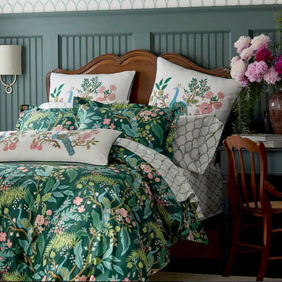 Garden Party Classic Cool Cotton Percale Duvet Cover - Evergreen, Not Import Fee