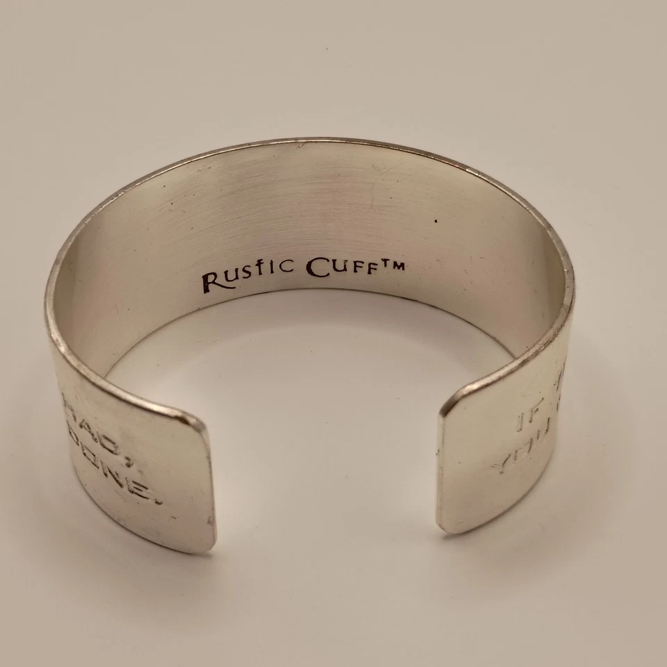 Brazalete Rústico Tono Plata Cita Brazalete Motivacional Grabado 5.5" Foto 4 de 4