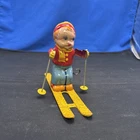 Vintage 1950s J CHEIN & Co. Tin Toy Wind Up SKI Skier BOY #157 -KEY - Works A5B