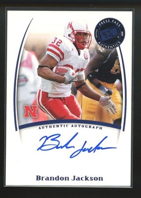 2007 Press Pass BRANDON JACKSON Signed Card AUTOGRAPH ON CARD CORNHUSKER PACKERS