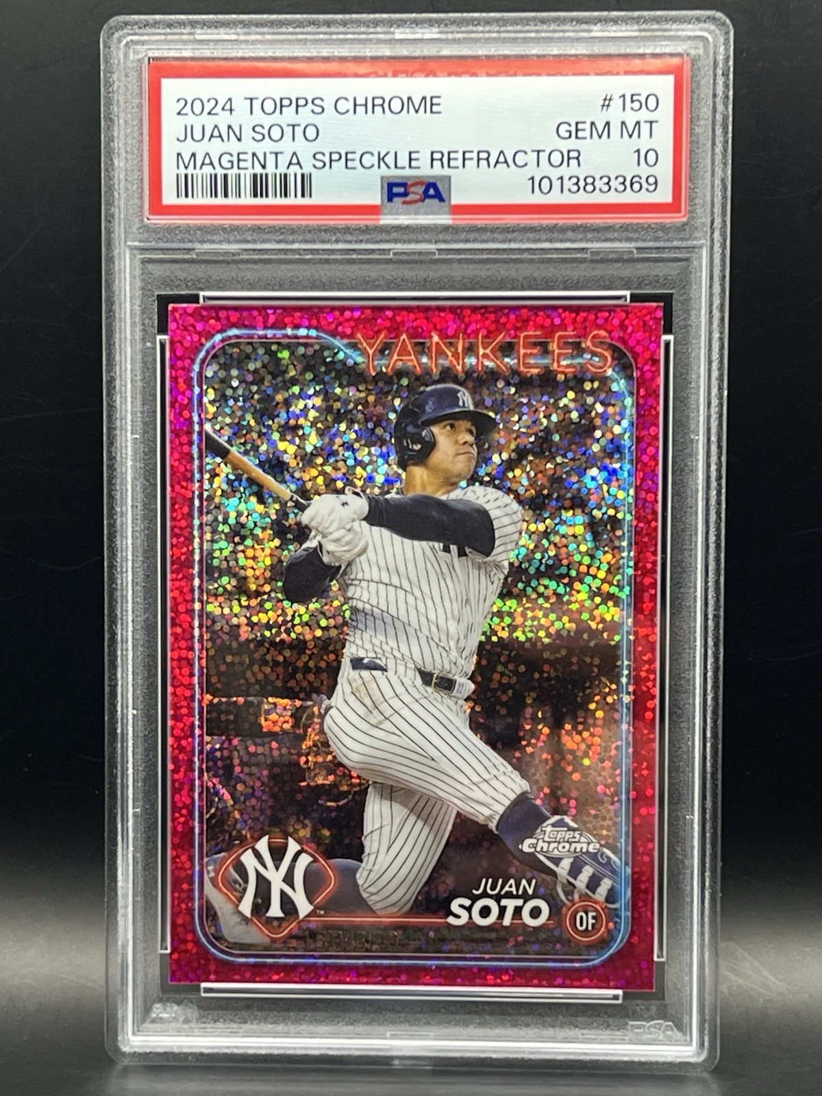 2024 Topps Chrome Juan Soto #150 Magenta Speckle Ref /350 PSA 10