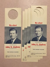 (5) 1960’s John V. Lindsay re-elect Congressman Election Door Hangers
