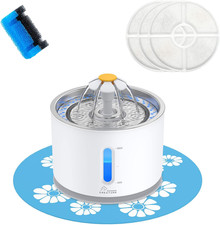 Cat Water Fountain Stainless Steel, 81Oz/2.4L Cat Fountain with Water Level Wind