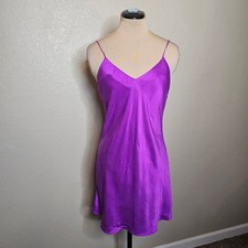 Victoria's Secret Purple 100 Silk Gold Label Slip V-Neck Low Scoop Back Medium