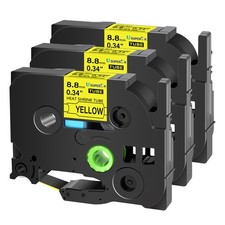 3PK Heat Shrink Tube Label Tape For Brother P-Touch HSe-621 HSe621 8.8mm Yellow