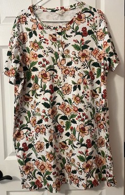 Vera Bradley Sleep Shirt Cotton L/XL Floral Short Nightgown