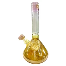 Monark Fumed & Pink Vase Style Water Pipe 12 Inches Tall