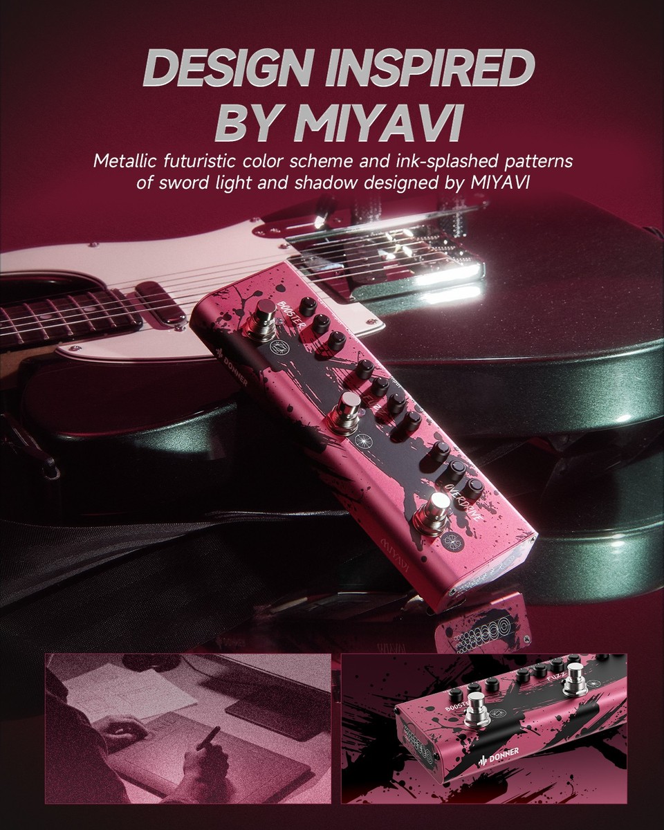 Donner × MIYAVI 朱 Rage Breaker 歪みペダル Donner X MIYAVI Rage Breaker Triple Pedal 3-in-1 Overdrive Fuzz