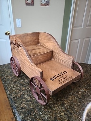Bulleit Bourbon Frontier Whisky Wood Western Display Wagon Holds Bottles