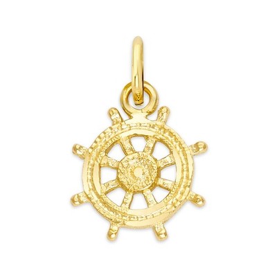 10k/14k Massives Gold Dharma Rad Charm Halskette: Dharmachakra Anhänger